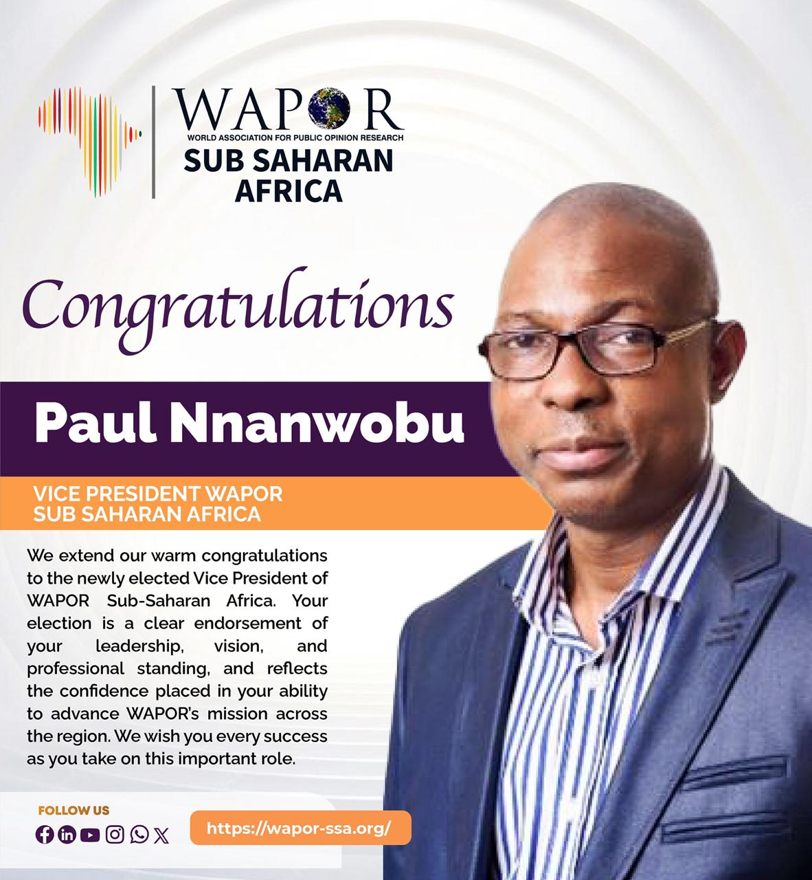 Paul elected as vice president wapor ssa